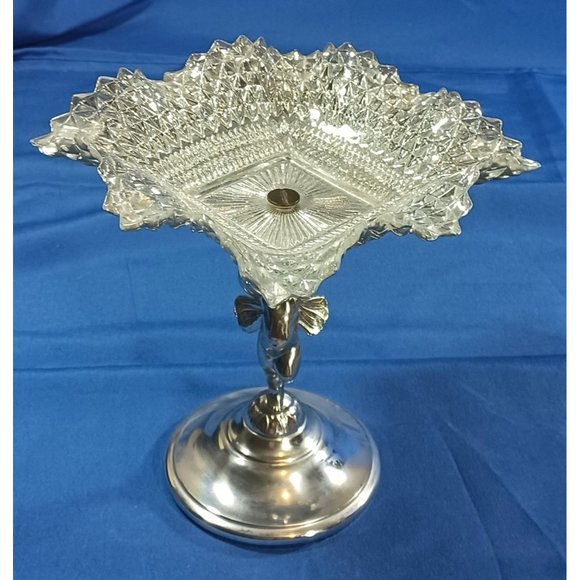 Vintage 1950s Silver Chrome Angel Cherub Bon Bon Candy Dish Footed Serving Tray - Picture 3 of 10